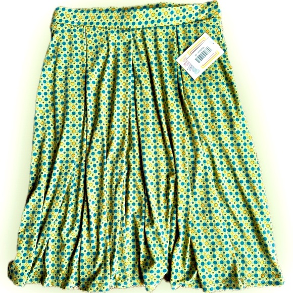 LuLaRoe Turquise and Yellow Accents Madison Skirt - Picture 1 of 2